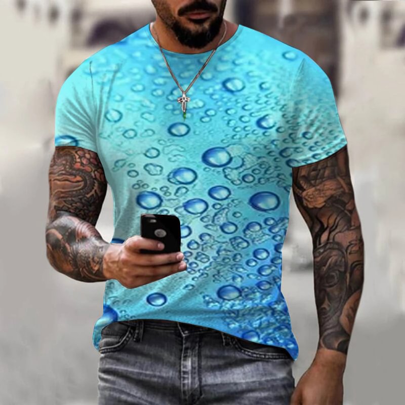 Men's 3D Print Water Drop Short Sleeve T-shirt