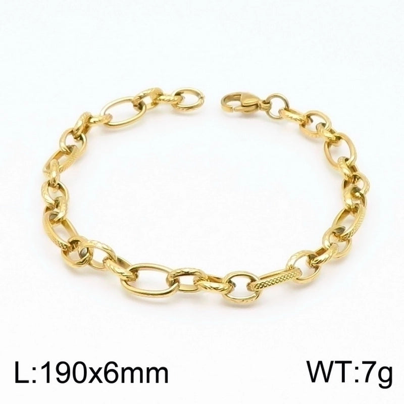 Stainless Steel 18K Gold Plated Basic Minimalist Solid Color Bracelets
