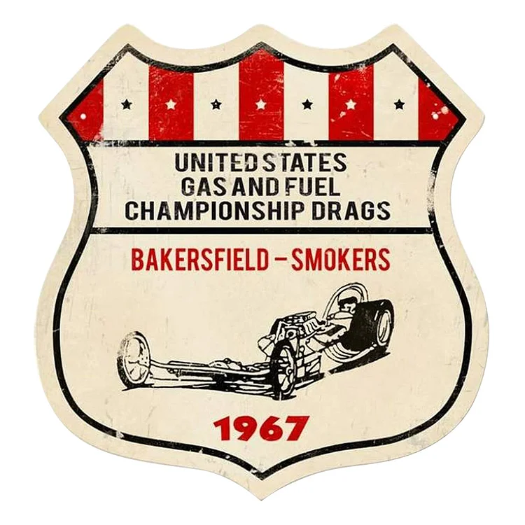 Type American Natural Gas and Fuel Championship - Shield Vintage Tin Enseignes / Panneaux en bois - 11.8x11.8in
