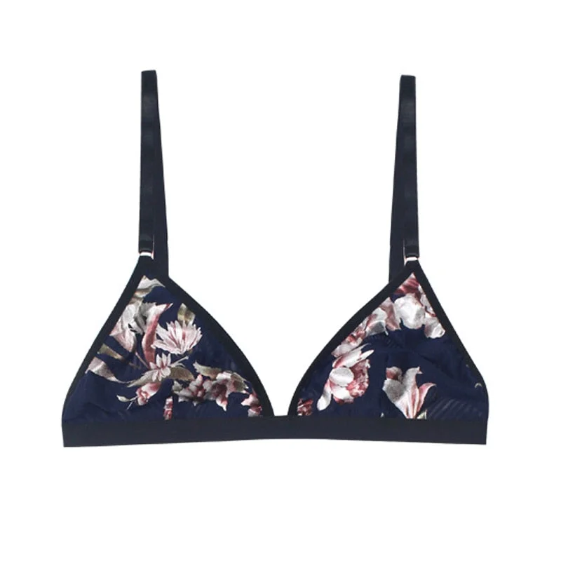 Satin Lingerie Sexy Women Bra and  Brief Set Luxury Wire Free Black Bralette 2 Piece Set Female Bikini Style Silk Underwear