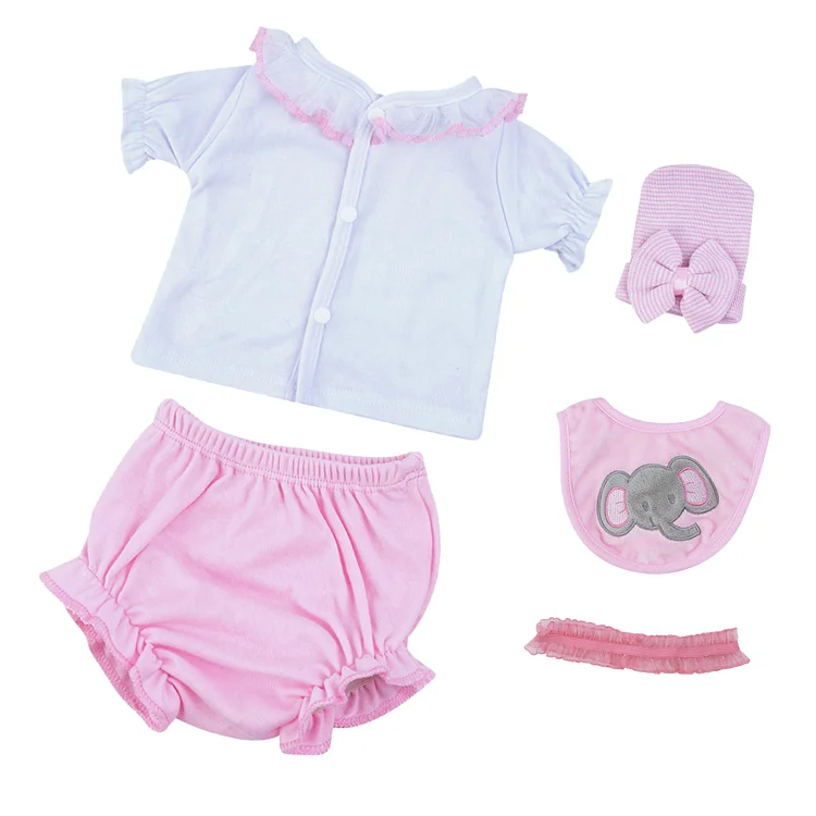 For 17"-20" Reborn Baby Girl Doll Pink Clothing 4-Pieces Set Accessories - Reborndollsshop®-Reborndollsshop®