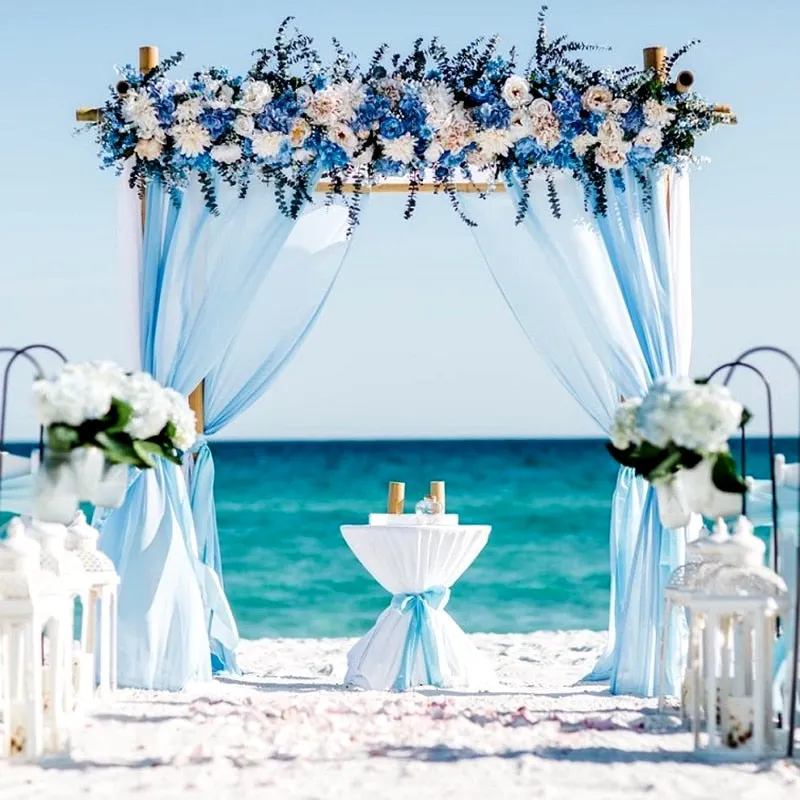 5m/10m 48cm Organza Knot Wedding Chairs Cover Sheer Crystal Organza Tulle Roll Fabric for Wedding Arch Party Decoration Organza