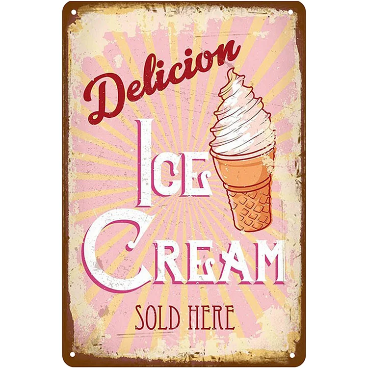 Ice Cream - Vintage Tin Signs/Wooden Signs - 7.9x11.8in & 11.8x15.7in