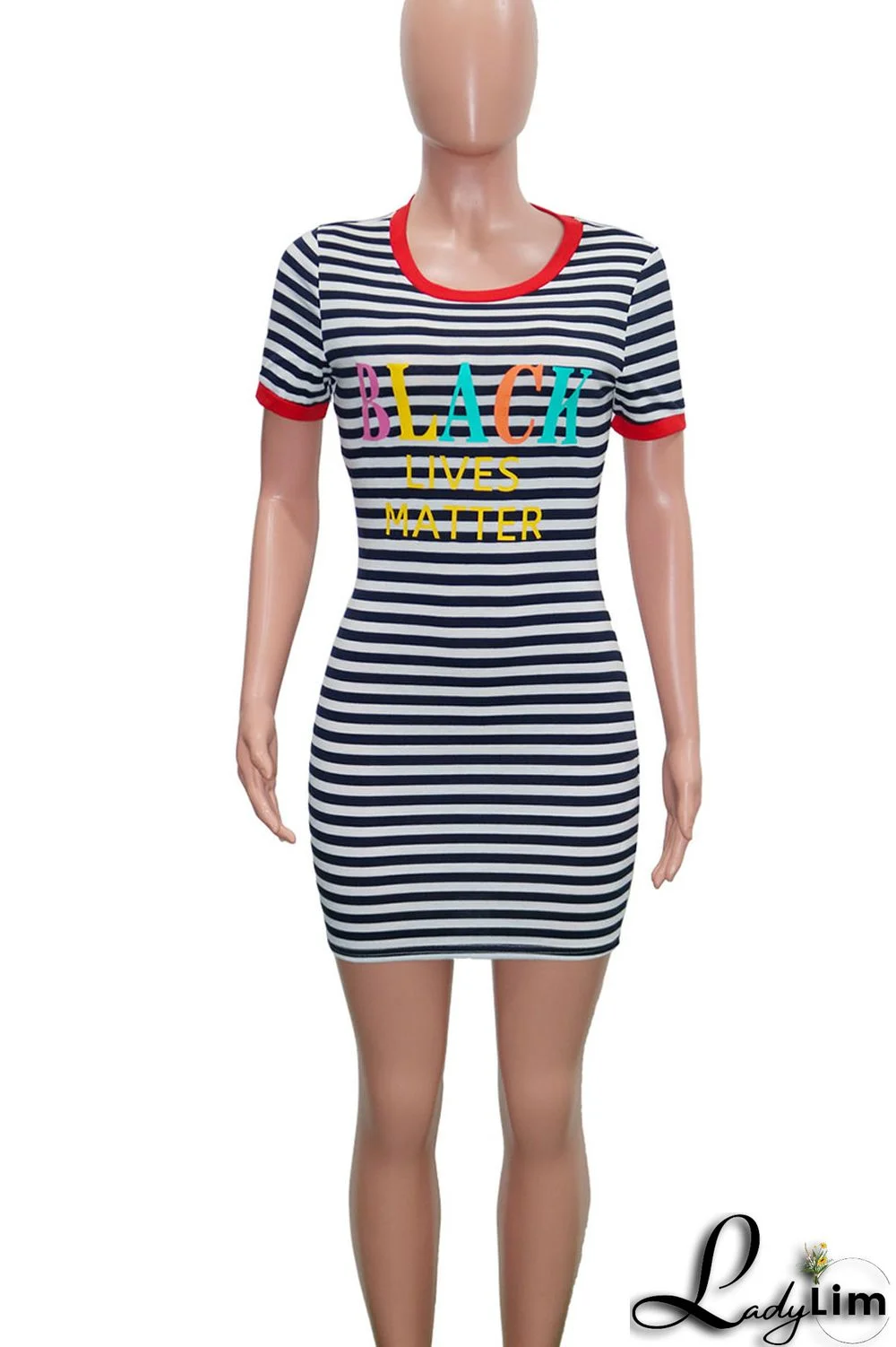 Fluorescent Yellow Casual Striped Print Patchwork O Neck Straight Dresses