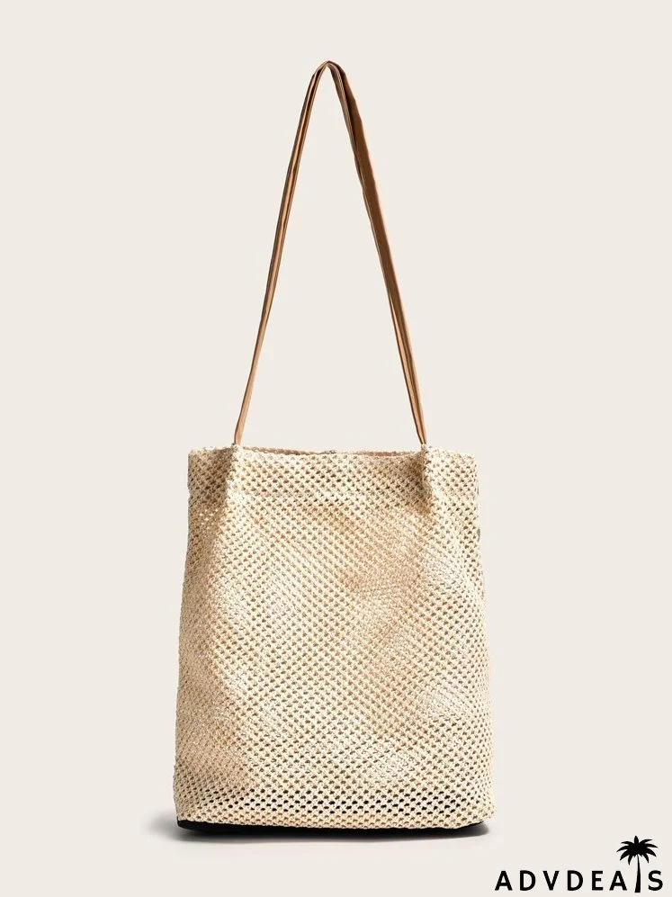 Floral Woven Tote Bag