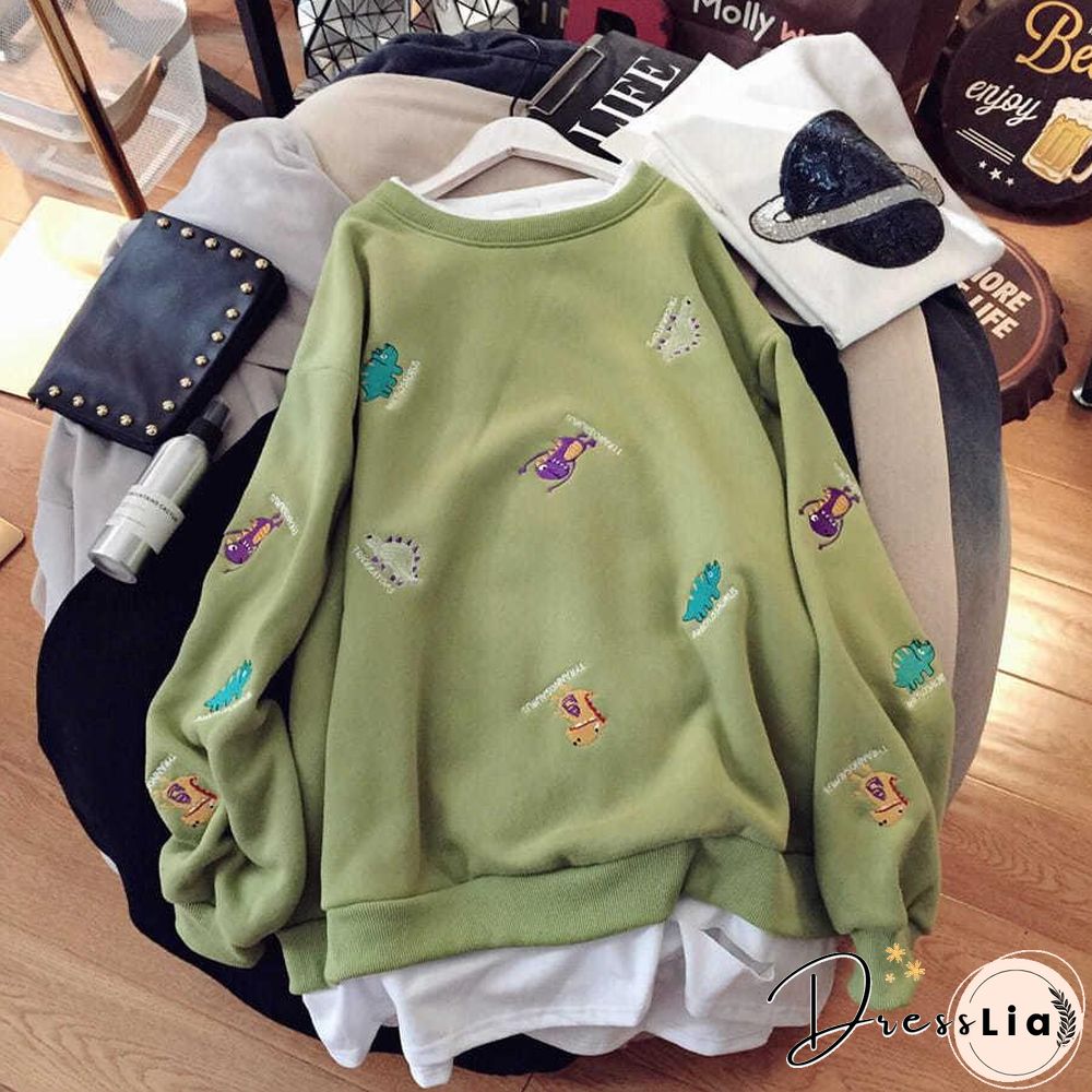 Plus Size Sweatshirts Women Korean Style Hoodies Large Loose Long Sleeved Blouse Woman Print Harajuku Pink Tops Sweat Femme