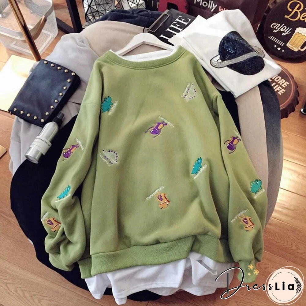 Plus Size Sweatshirts Women Korean Style Hoodies Large Loose Long Sleeved Blouse Woman Print Harajuku Pink Tops Sweat Femme