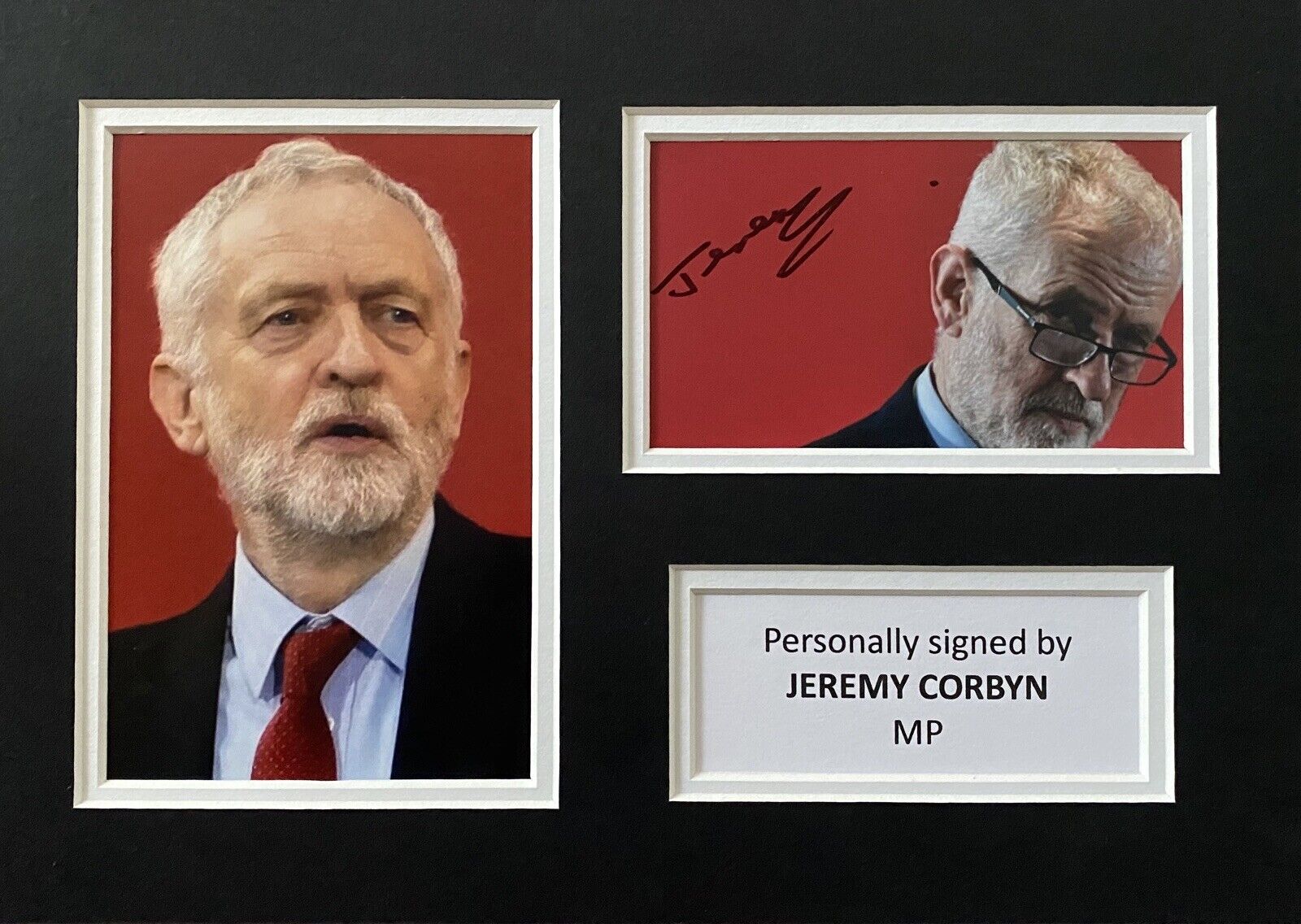 Jeremy Corbyn Genuine Hand Signed Photo Poster painting In A4 Mount Display