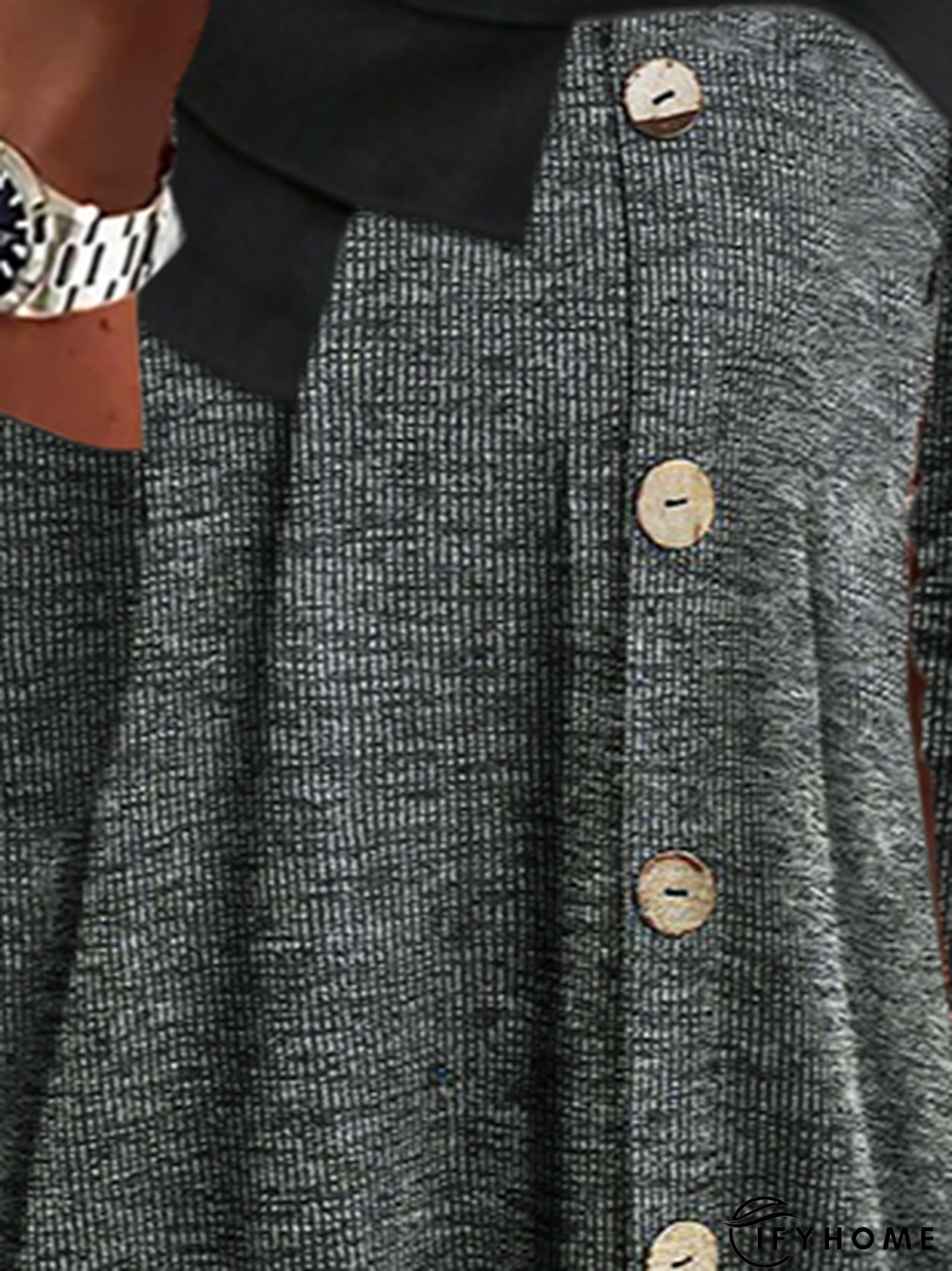 Mock Buttons Heathered Top | IFYHOME