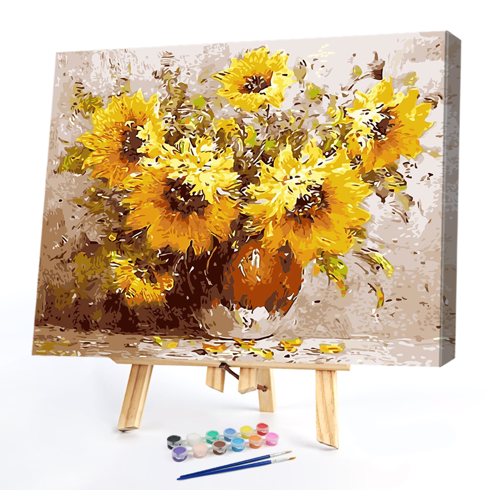 

40*50CM Paint By Numbers-Sunflower in Vase, 501 Original