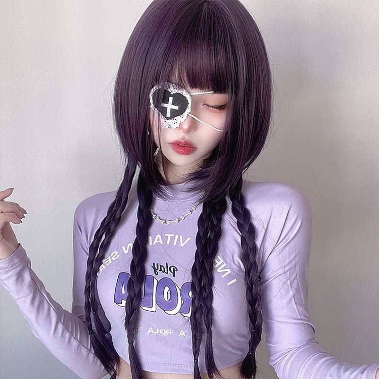Purple Long Straight Wig  BE1163
