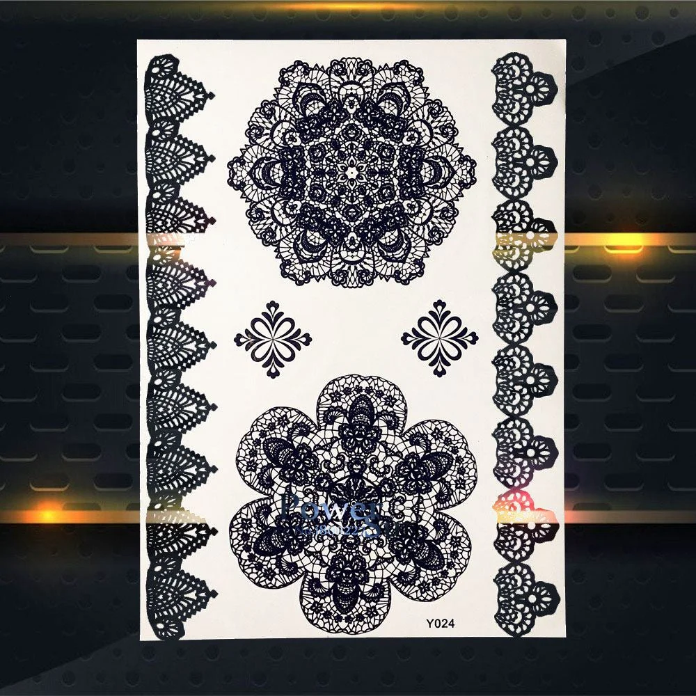 25 Style Hot Waterproof Black Henna Tattoo Fake Mandala Flower Arm Hand Tatoo Owl Decals Women Body Art Temporary Tattoo Sticker