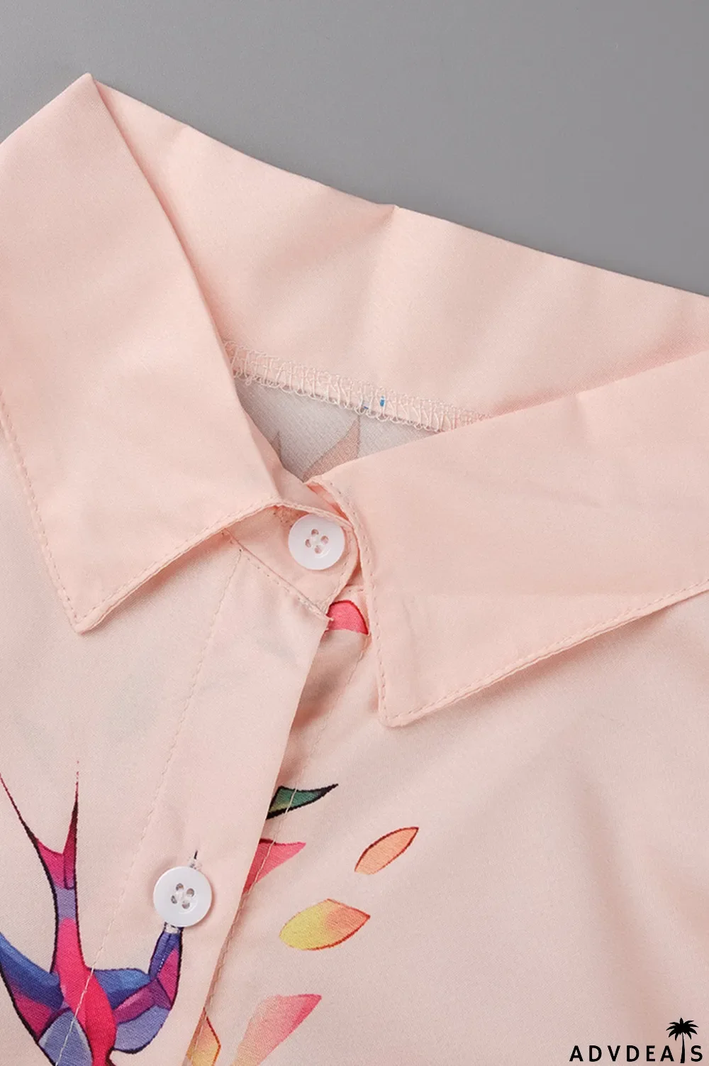 Pink Casual Print Solid Patchwork Turndown Collar Tops