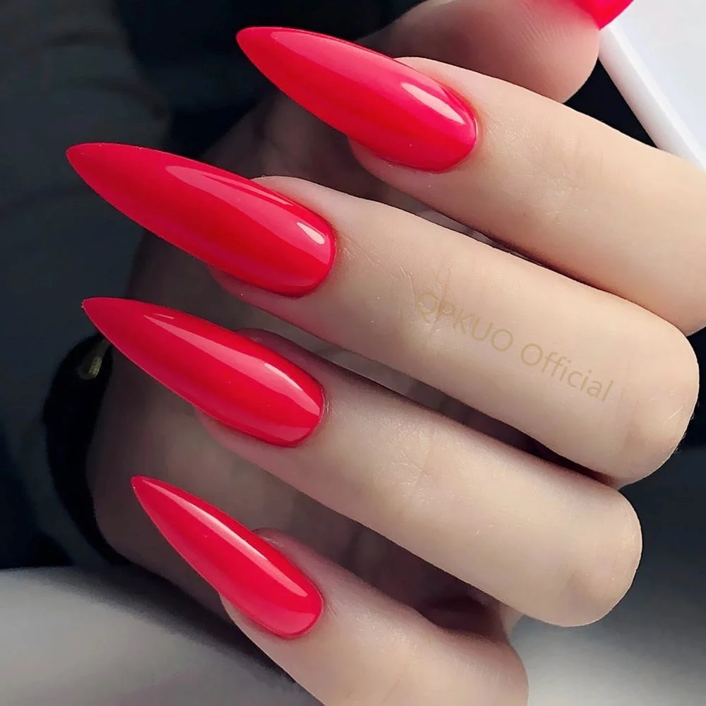 24Pcs Bright Blue Super Long Ballerina Coffin Fake Nail Artificial Press On False Nails With Jelly Glue Finger Manicure Tool-Nail Inspo