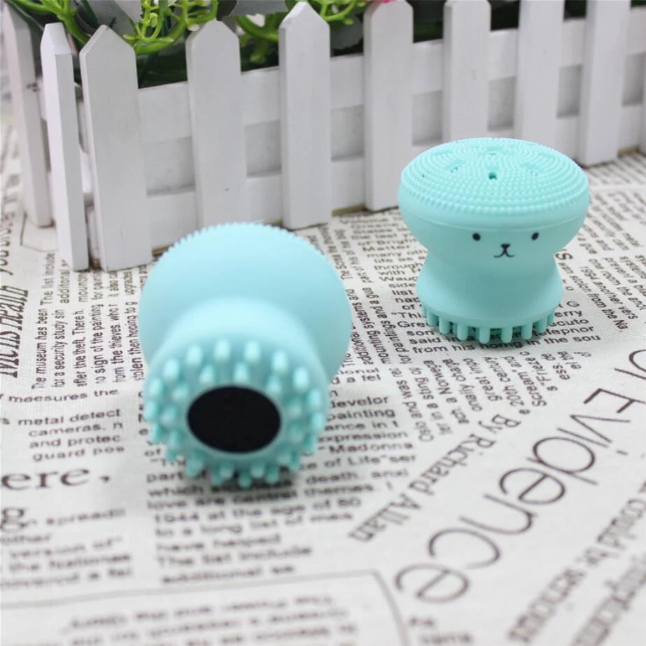 Cute Octopus Shape Soft Silicone Cleaning Brush Deep Pore Cleaning Exfoliator Washing Brush Skin Care tool Non - toxic portable