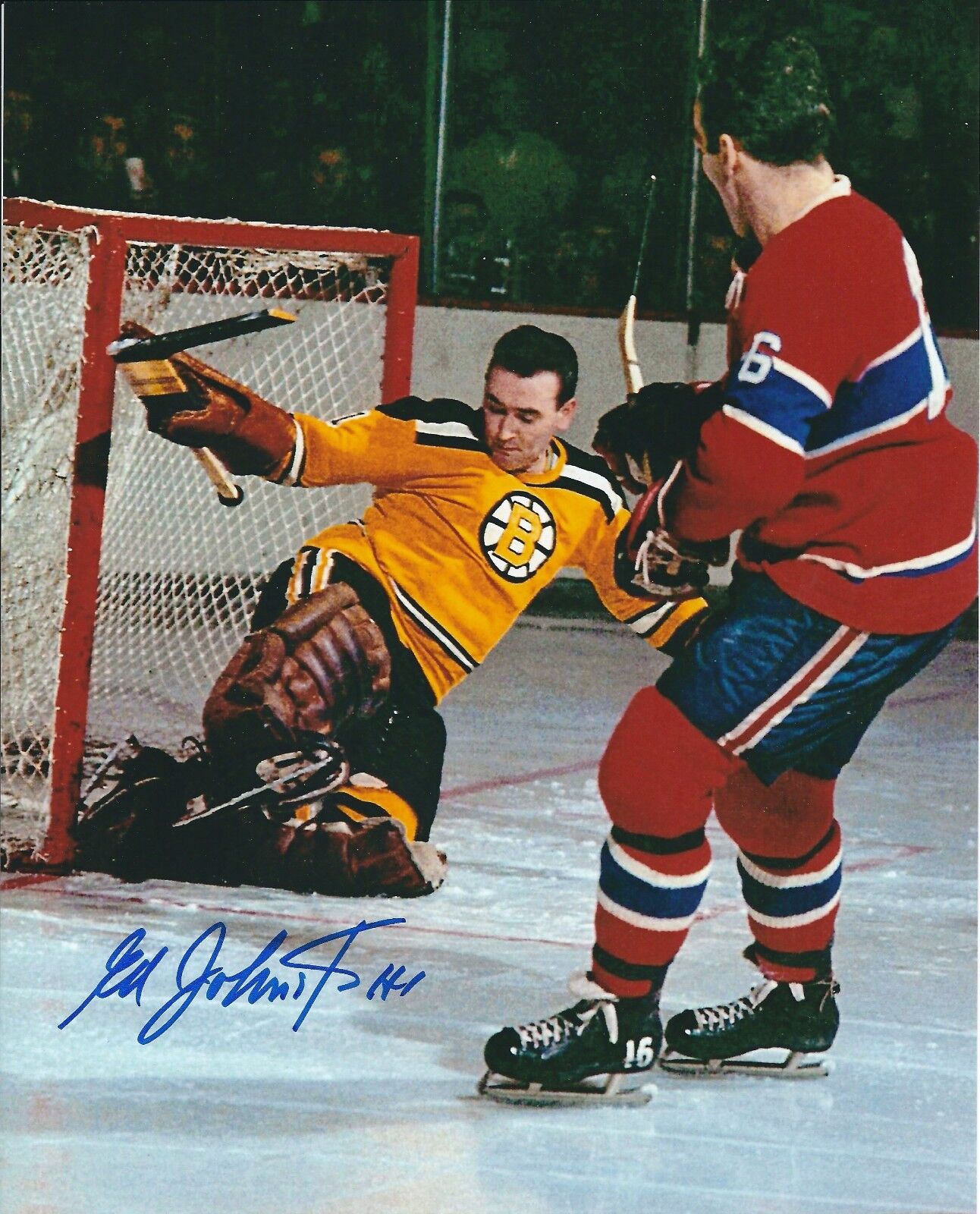 Signed 8x10 ED JOHNSTON Boston Bruins Autographed Photo Poster painting - COA