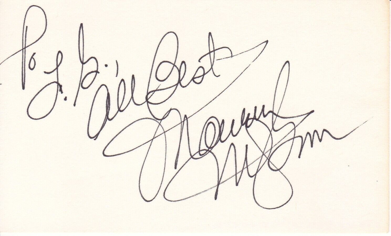 MAUREEN McGOVERN hand-signed 3x5 INDEX CARD w/ uacc rd coa LARGE BOLD AUTHENTIC