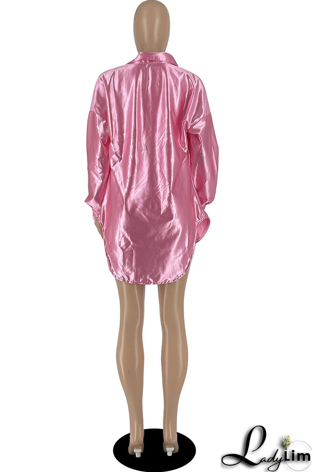 Pink Casual Solid Patchwork Buckle Turndown Collar Long Sleeve Two Pieces