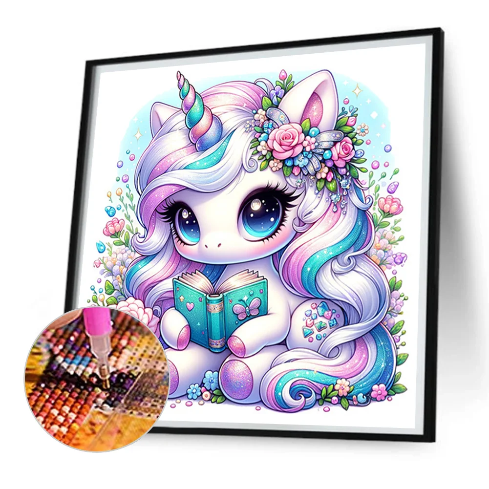 Diamond Painting - Full Square Drill - Read Unicorn(Canvas|35*35cm)