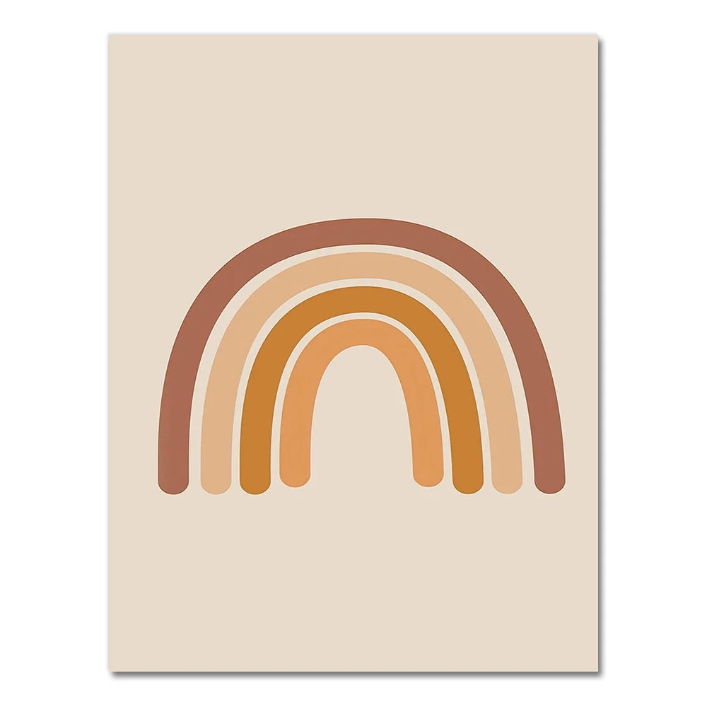 Abstract Burnt Orange Wall Art Canvas Painting Terracotta Rainbow Minimalist One Line Face Drawing Poster Boho Prints Home Decor