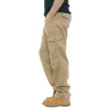 Men's Vintage Outdoor Tactical Cotton Elastic Waist Multi-Pocket Loose Cargo Pants by Inlyline