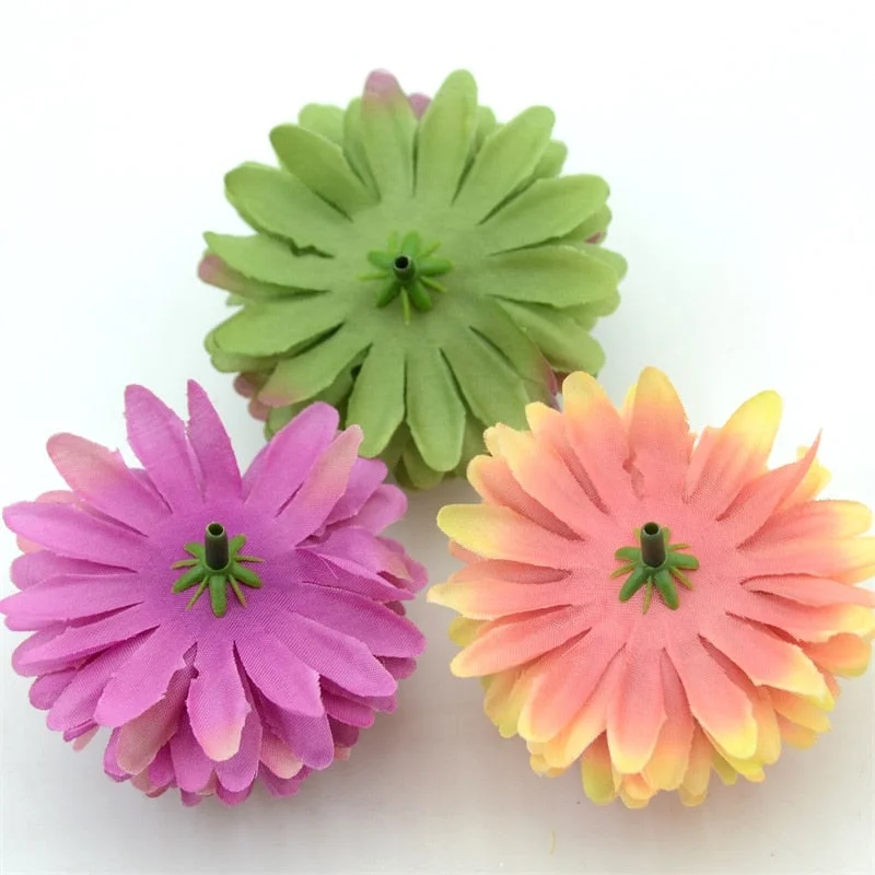 20pcs/lot 7cm Chrysanthemum Silk Artificial Flower Head Hydrangea Flowers Home Wedding Decoration Candy Gift Box DIY Accessories