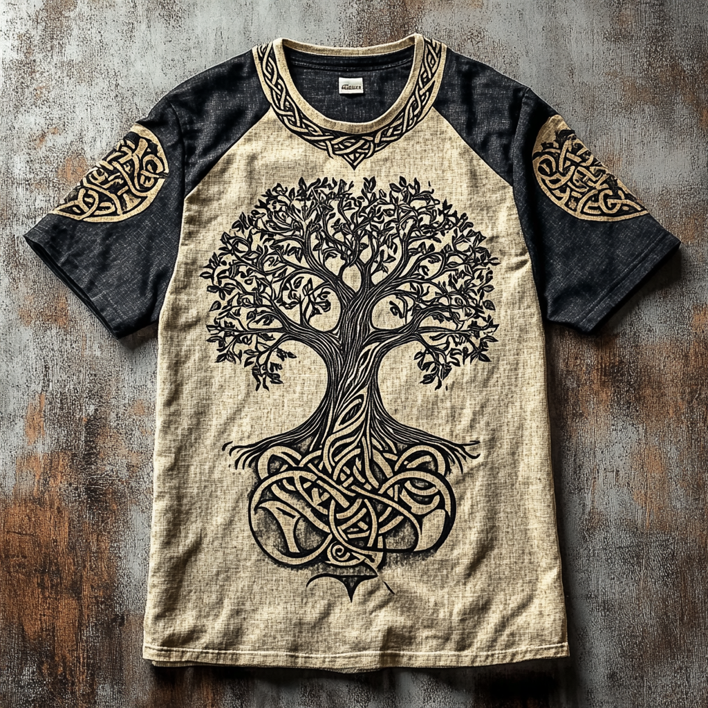 Men's Viking Nordic Totem Life Of Tree Knot Vintage Style T-Shirt / Rvogue / Rvogue