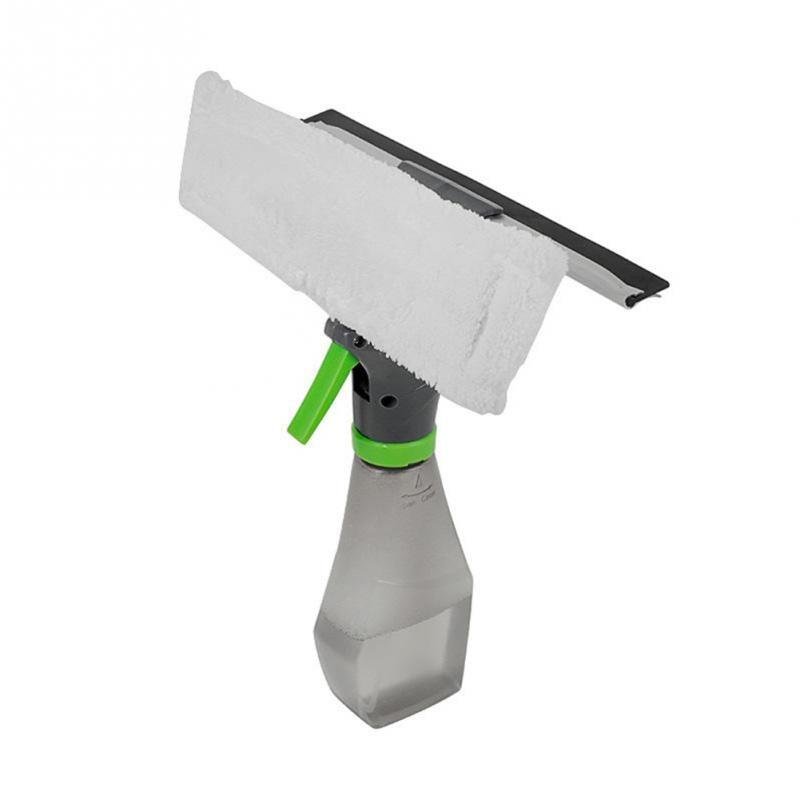 3-IN-1 Spray Glass Brush Microfiber Cloth Head Silicone Scraper Window Clean Tool