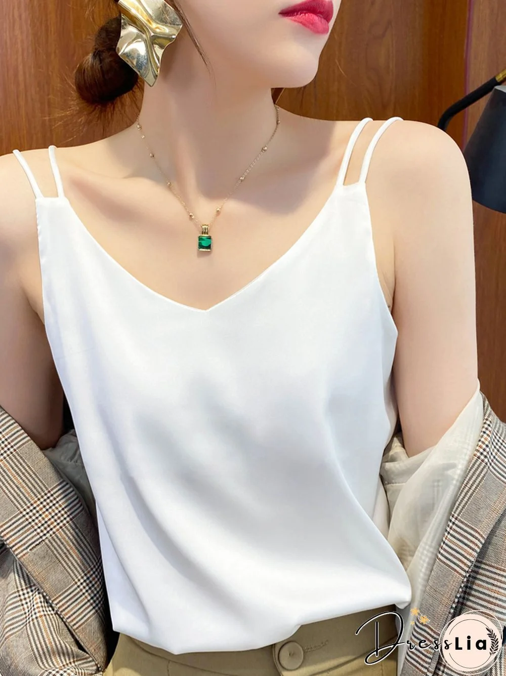 Silk Camisole Womens Inner Suit White Black Bottoming Satin Mulberry Silk Top Spring And Summer Small V Neck