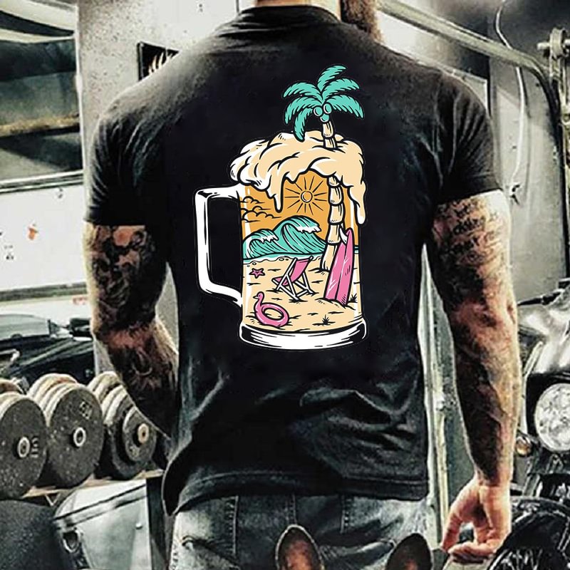 Men's Vacation Style Beach Print T-shirt