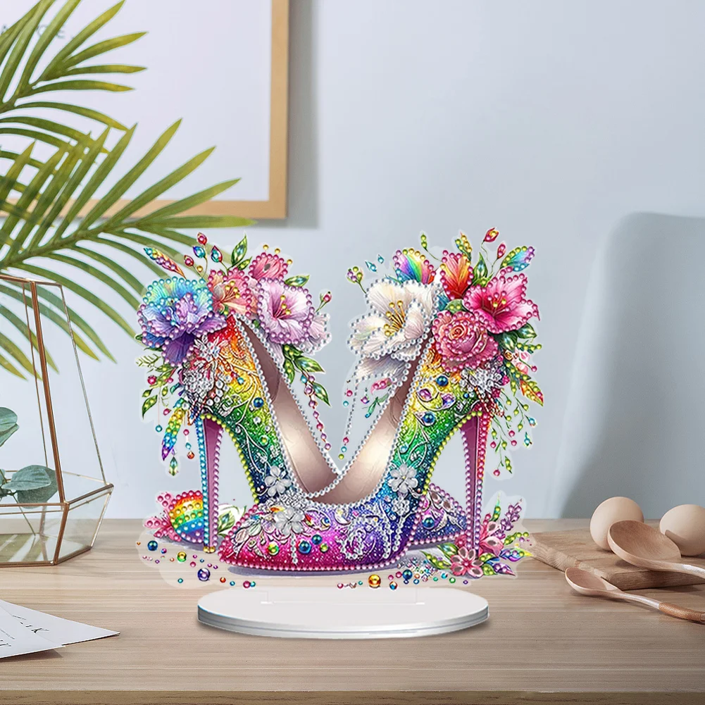 DIY Flower High Heels Desktop Diamond Painting Ornaments for Home Office Decor