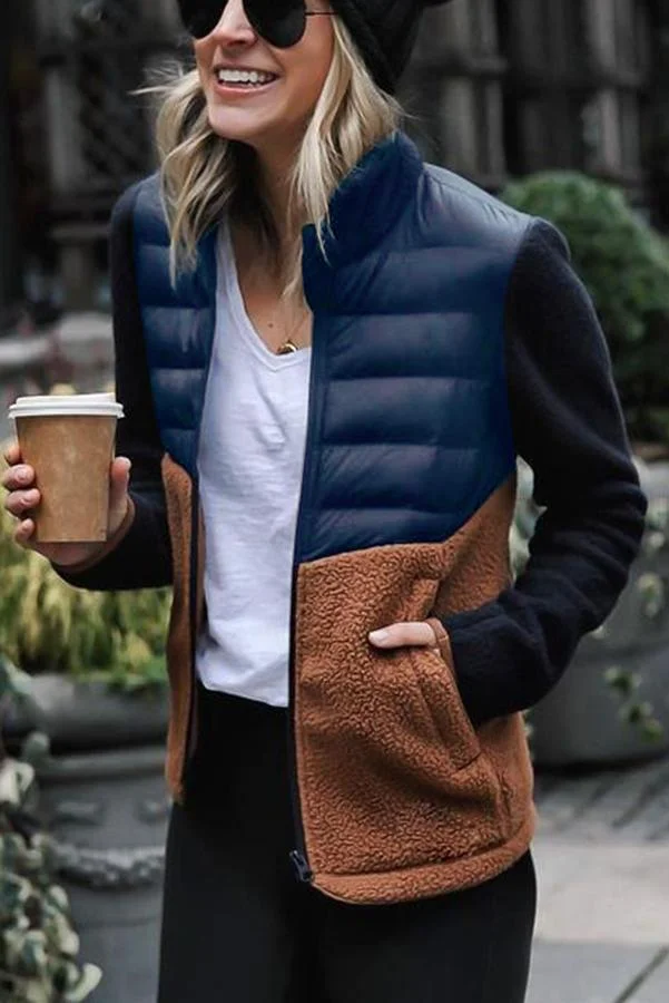 In Fashion Patchwork Contrast Down Jacket