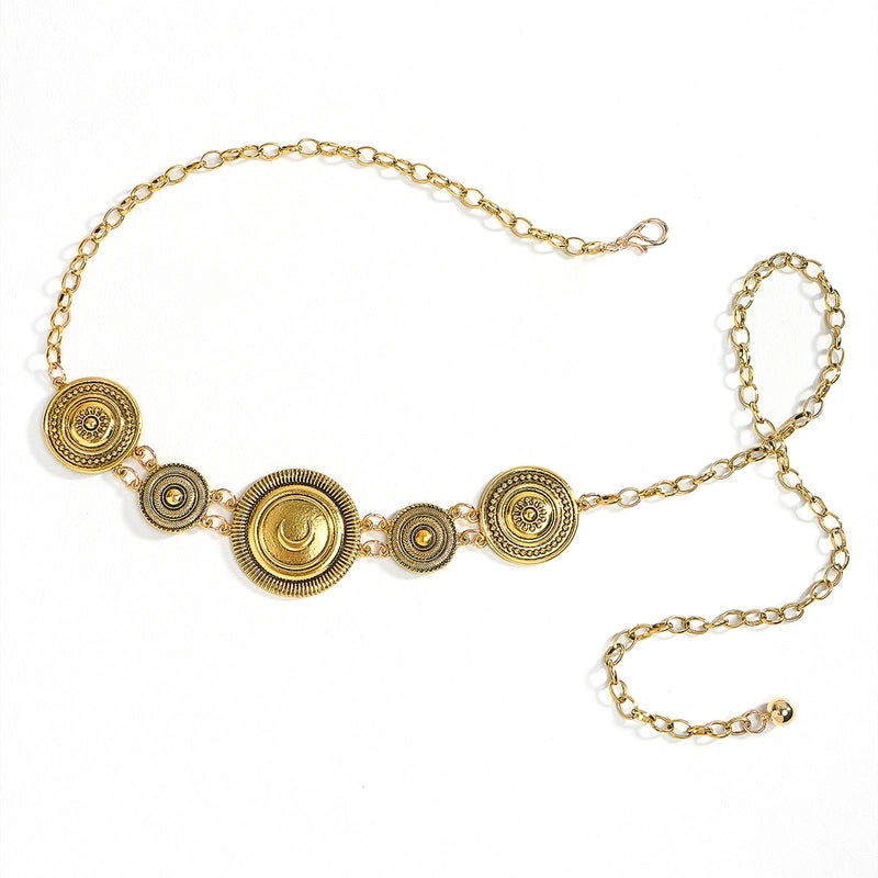 Baroque Style Solid Color Metal Unisex Chain Belts