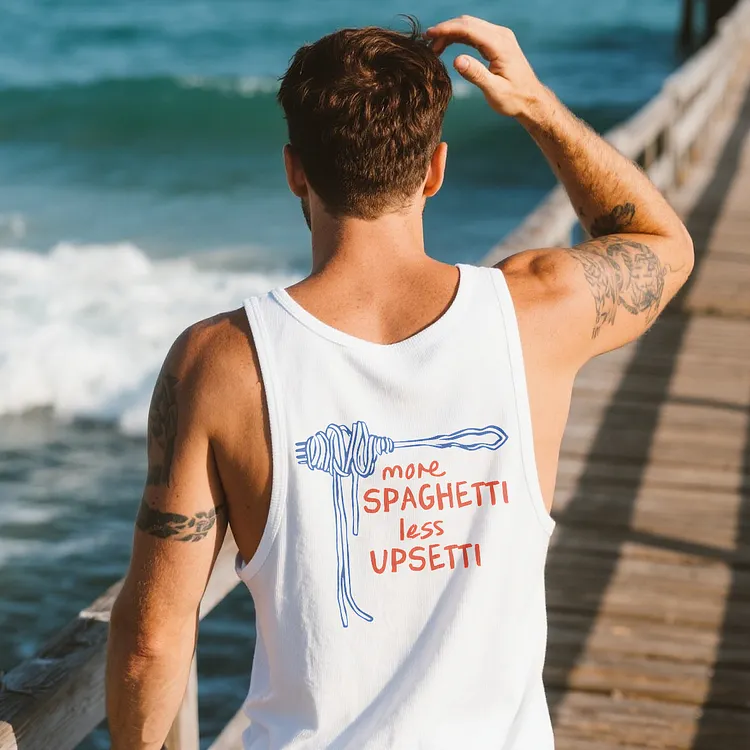 More Spaghetti Less Upsetti Printed Men's Vest