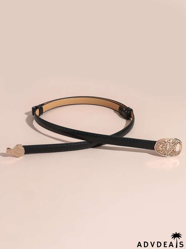 Hollow Out Buckle Decor Skinny Belt