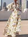 Floral Printed Lantern Sleeve Bohemia Maxi Dresses