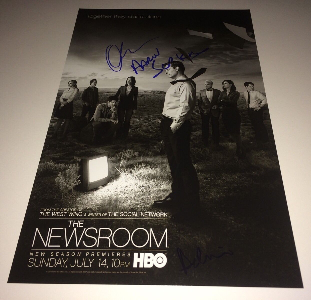 NEWSROOM Cast X 3 Hand Signed 11 X 17 Photo Poster painting In Person Autograph