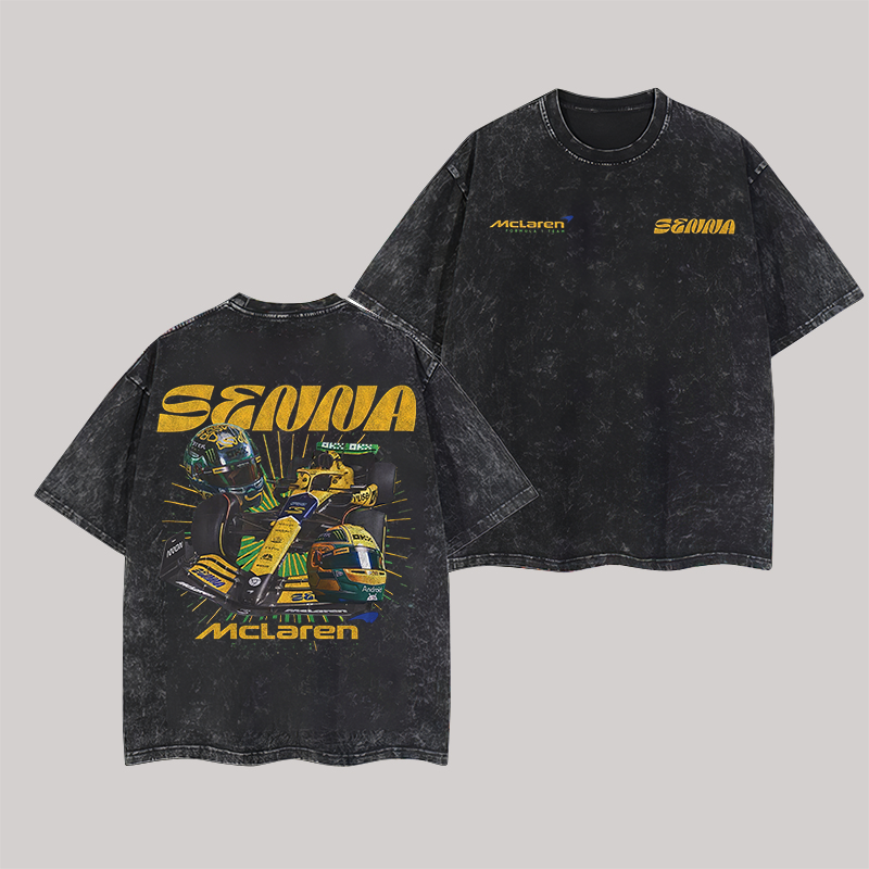 Ferrari 2025 McLaren Senna Monaco F1 Printed Oversize Washed T-Shirt