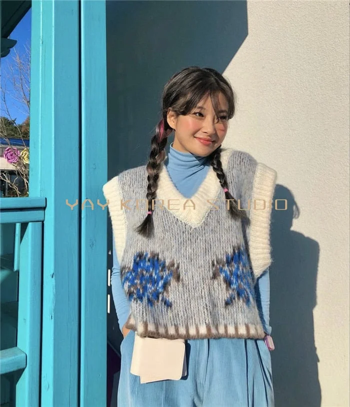 Billlnai New Loose Sleeveless Sweater Winter Autumn Women Vest Sweaters Knitting Tank Joker Knitted Vest Wool Oversize Girls Pullover