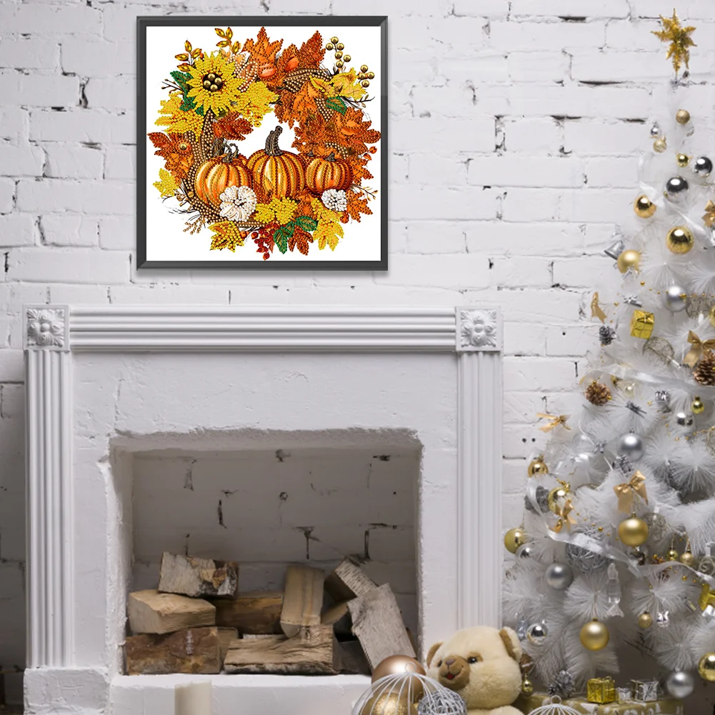 Diamond Painting - Partial Special Shaped Drill - Pumpkin Wreath(Canvas|30*30cm)