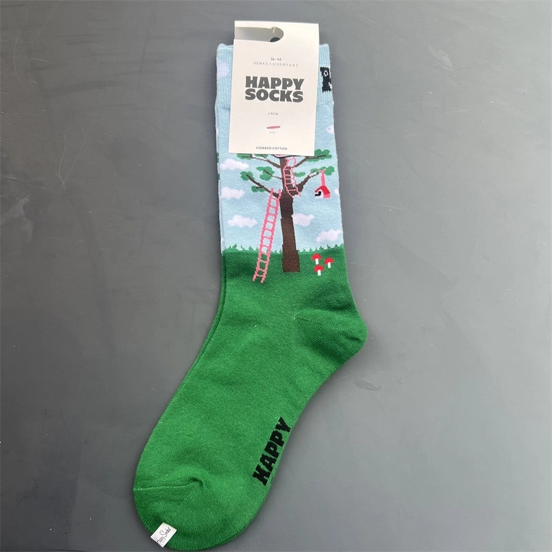 Women’s Vacation Minimalist Polka Dots Cotton Crew Socks A Pair