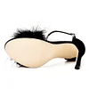 Fluffy Peep Toe Stilettos with Fur Feather