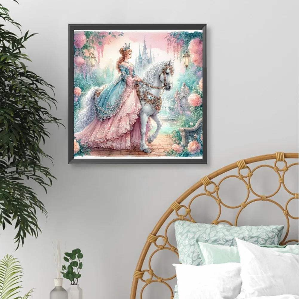 Diamond Painting - Full Round Drill - Horse Girl(Canvas|40*40cm)