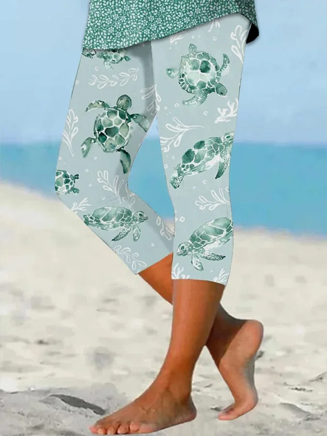🔥Buy 3 Get 10% Off🔥Women's Hawaiian Turtle Print Resort Casual Leggings