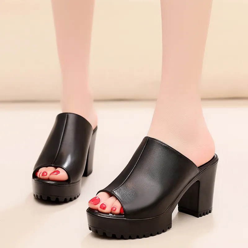 Breakj Breakj Mouth High And Fitting Room Slippers Summer Wearing Rough And Waterproof Table Comfortable Cool Slippers Large Size 40-43 Yards