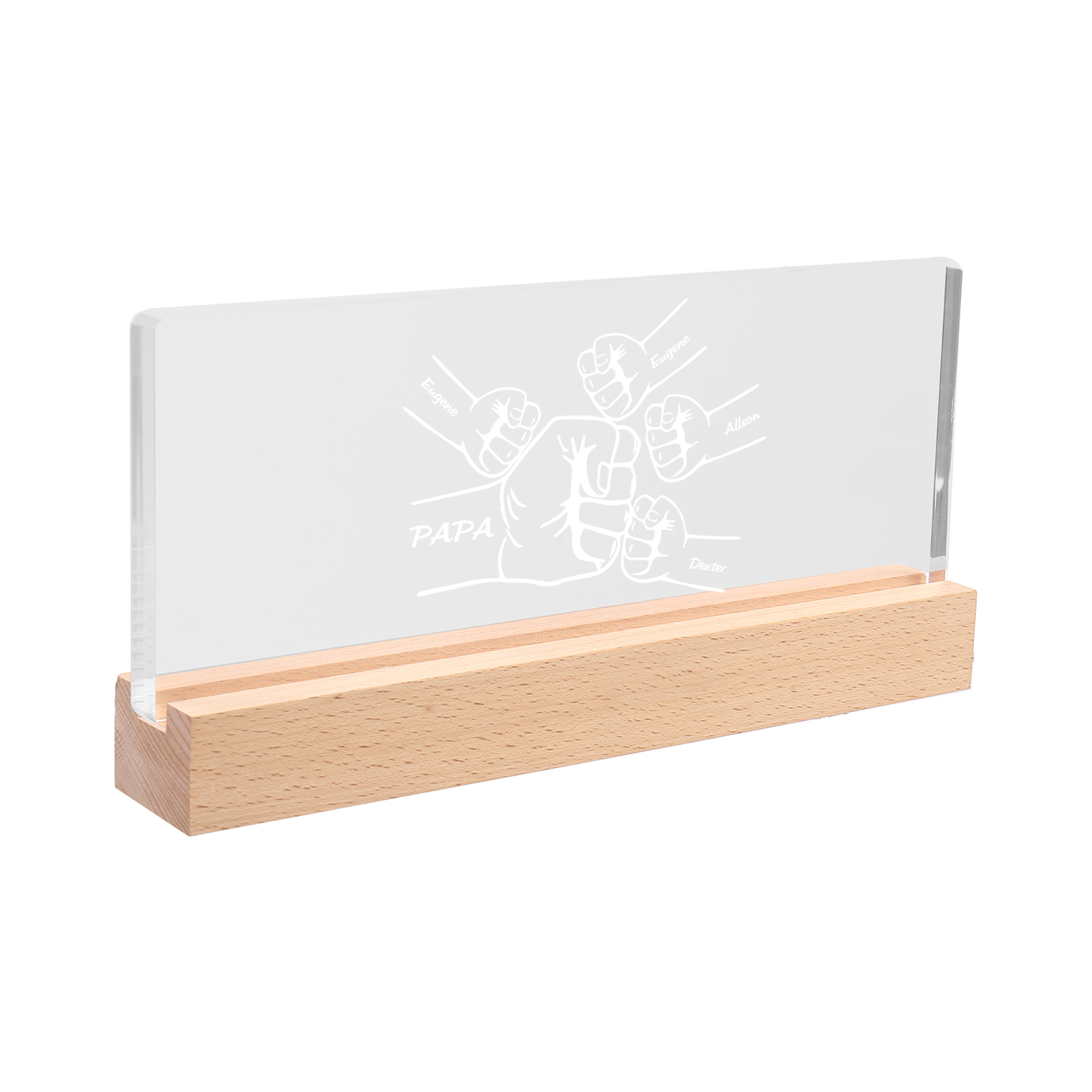À mon Papa/Papi- Lampe de chevet LED Poings 5 Prénoms Personnalisés