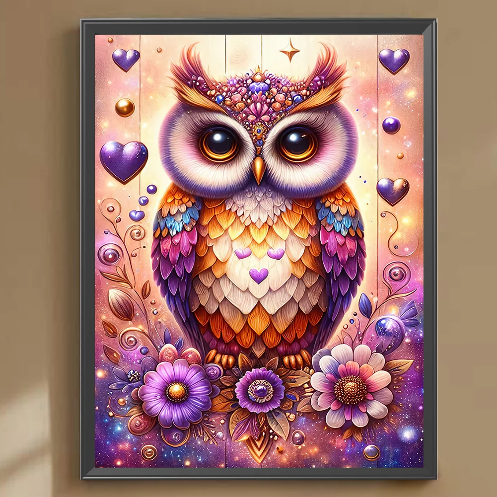 Diamond Painting - Full Round Drill - Flower Owl(Canvas|30*40cm)