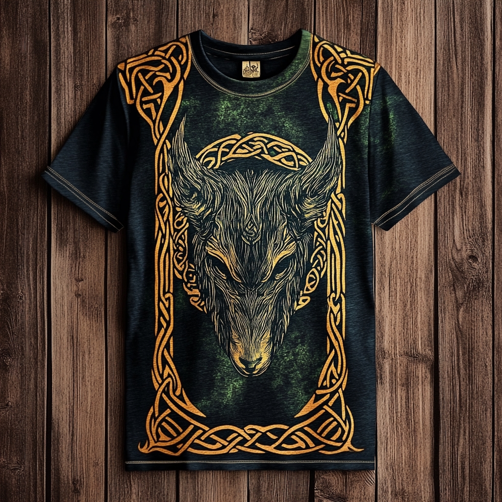 Men's Viking Tribal Wolf Totem Celtic Knot Print T-shirt / Rvogue / Rvogue