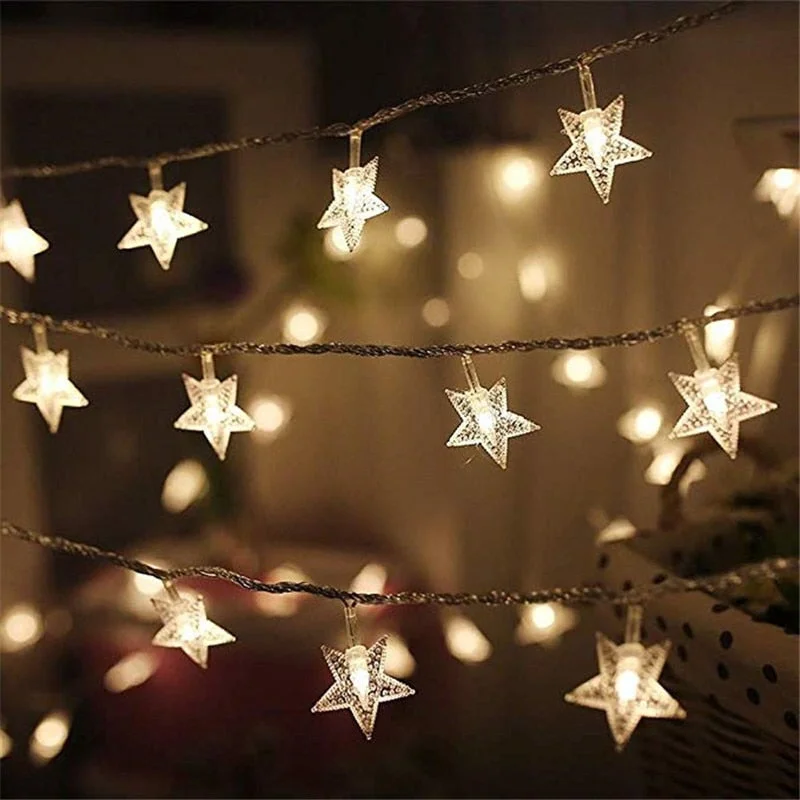 10/20/40/50 LED Star Light String Twinkle Garlands Battery Powered Christmas Lamp Holiday Party Wedding Decorative Fairy Lights