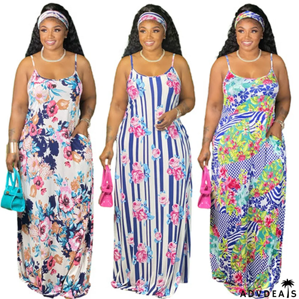 Tie-Dye Colorful Print Sling Loose Dress